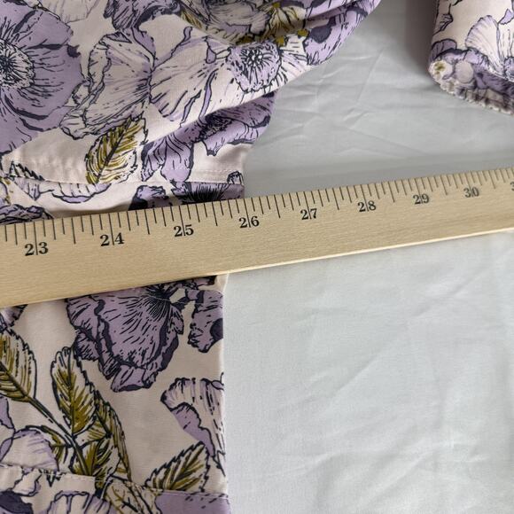 Duluth Trading Co Shirt Womens 2XL Purple Floral Button Front Top Pockets Cotton - Picture 6 of 7